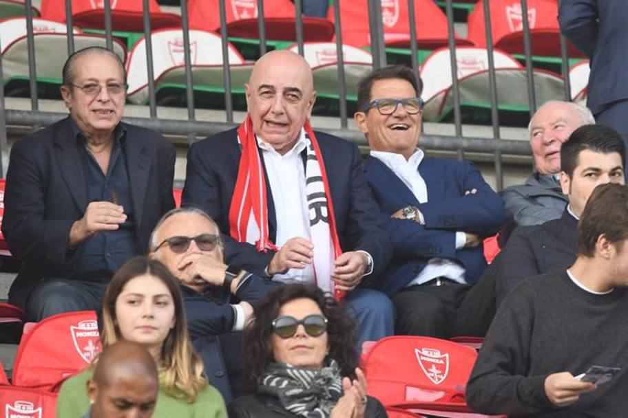 L&#39;ad del Monza Adriano Galliani in compagnia di Paolo Berlusconi, Fabio Capello e del presidente Nicola Colombo, assiste in tribuna al Brianteo alla sconfitta contro il Teramo, (0.1) LaPresse